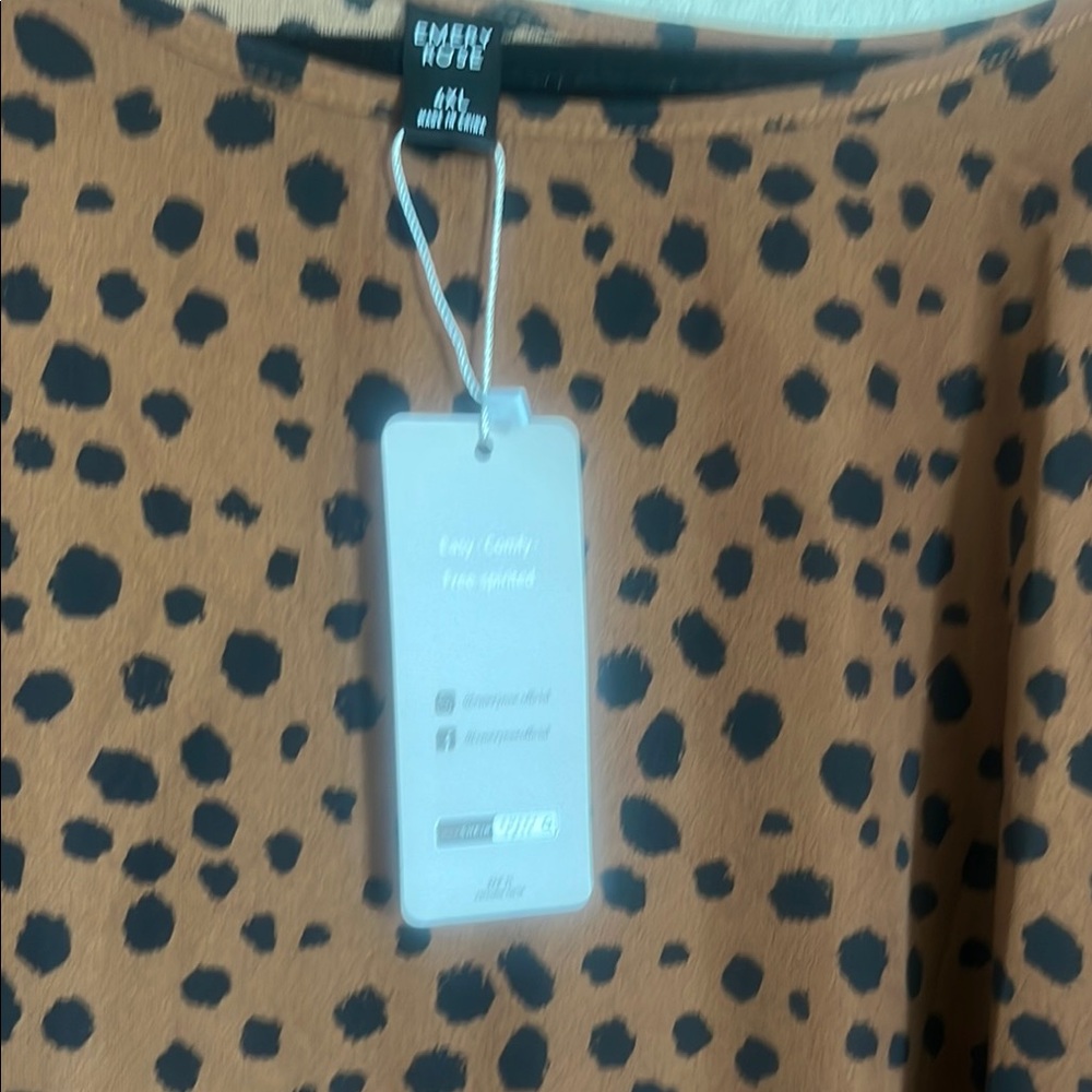 Emery Rose Brown and Black Polka Dot Top